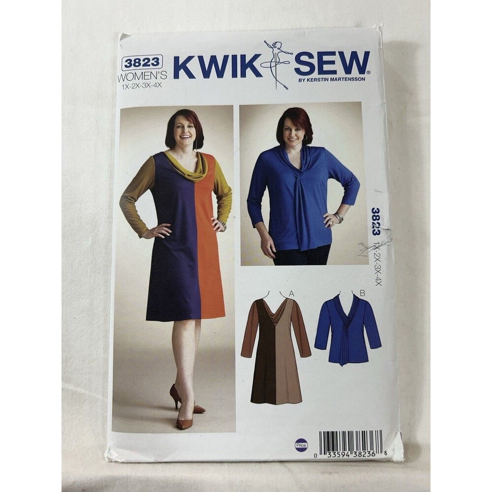 Kwik Sew K3823 Dress Top Pattern 1X-4X Stretch Knit Variations Uncut UC
